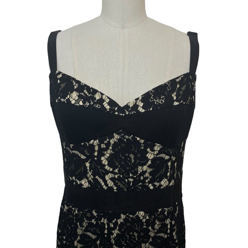 NWT Milly Black Lace Bustier Dress Maxi Floral Nude Lined Formal Cocktail USA 14 - Picture 3 of 12